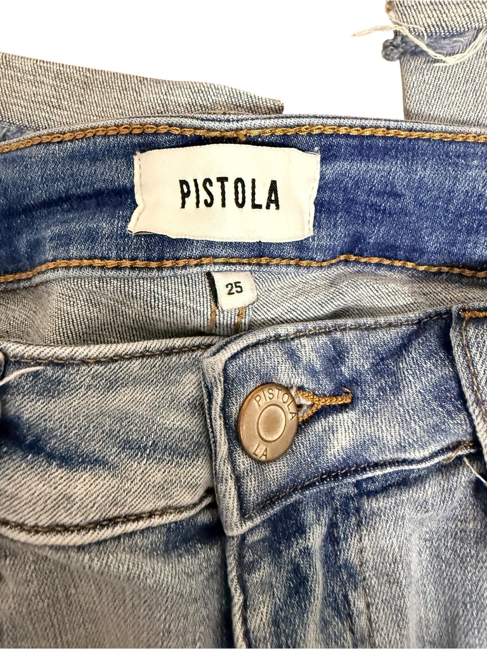 Pistola Light Wash Skinny Jeans Size 25 Raw Hem Stretch Mid Rise - Picture 6 of 10